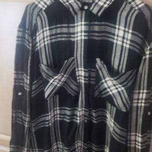 Express Black and White Plaid Shirt